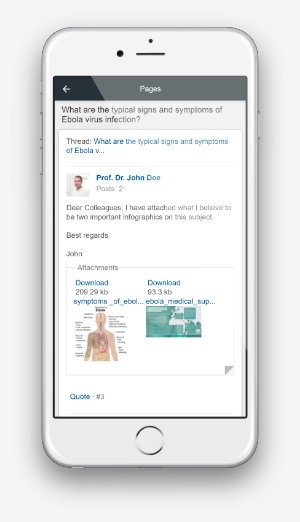 iPhone zeigt Diskussionsbeitrag mit Anhang