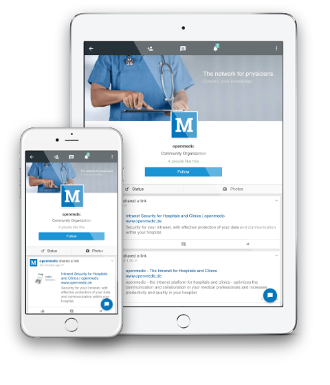 iPad y iPhone muestran la página de openmedic para móviles