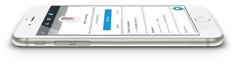 iPhone zeigt mobile Profilseite eines Mitarbeiters