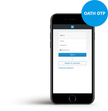 iPhone zeigt mobile Login-Seite von openmedic